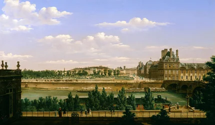 Vue des jardins et du palais des Tuileries depuis le Quai d
